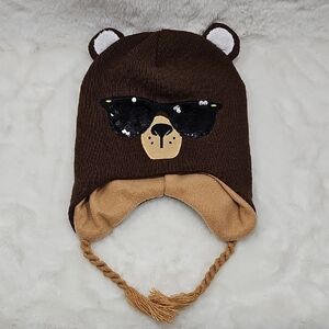 Toddler Bear with Sequins Glasses Beanie